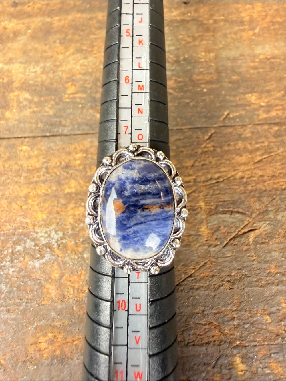 Blue Sodalite Oval Stone 925 Sterling Silver Ring